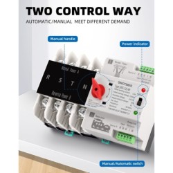 Comutator de transfer automat cu alimentare dublă, SINOTIMER, 4P, 4 faze, pe șină DIN , ATS, comutator selector electric,125A